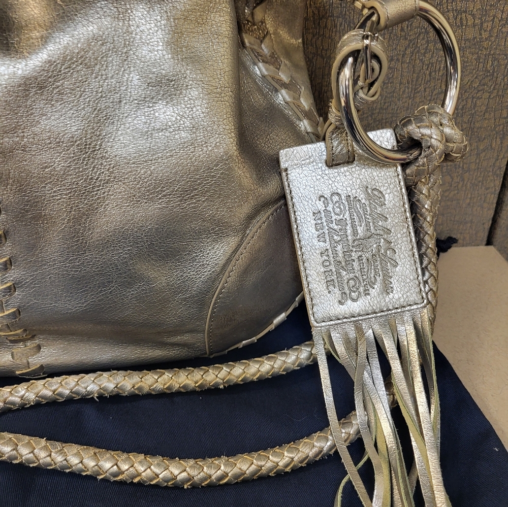 Ralph Lauren Metallic Gold Braided Shoulder Bag with Tassel - Picture 3 of 11
